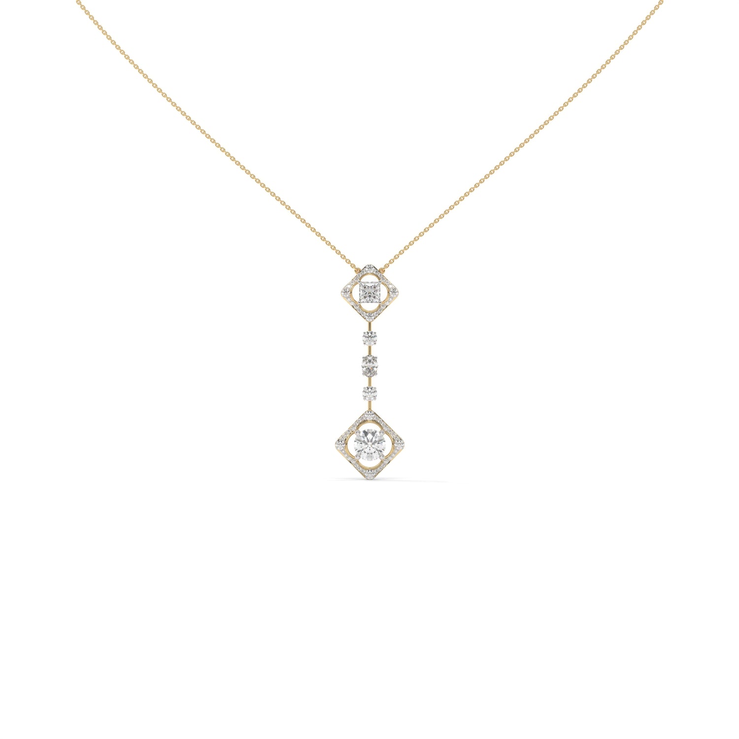 The Axis Pendant - 4.91 Ct Round & 2.33 Ct Princess Cuts
