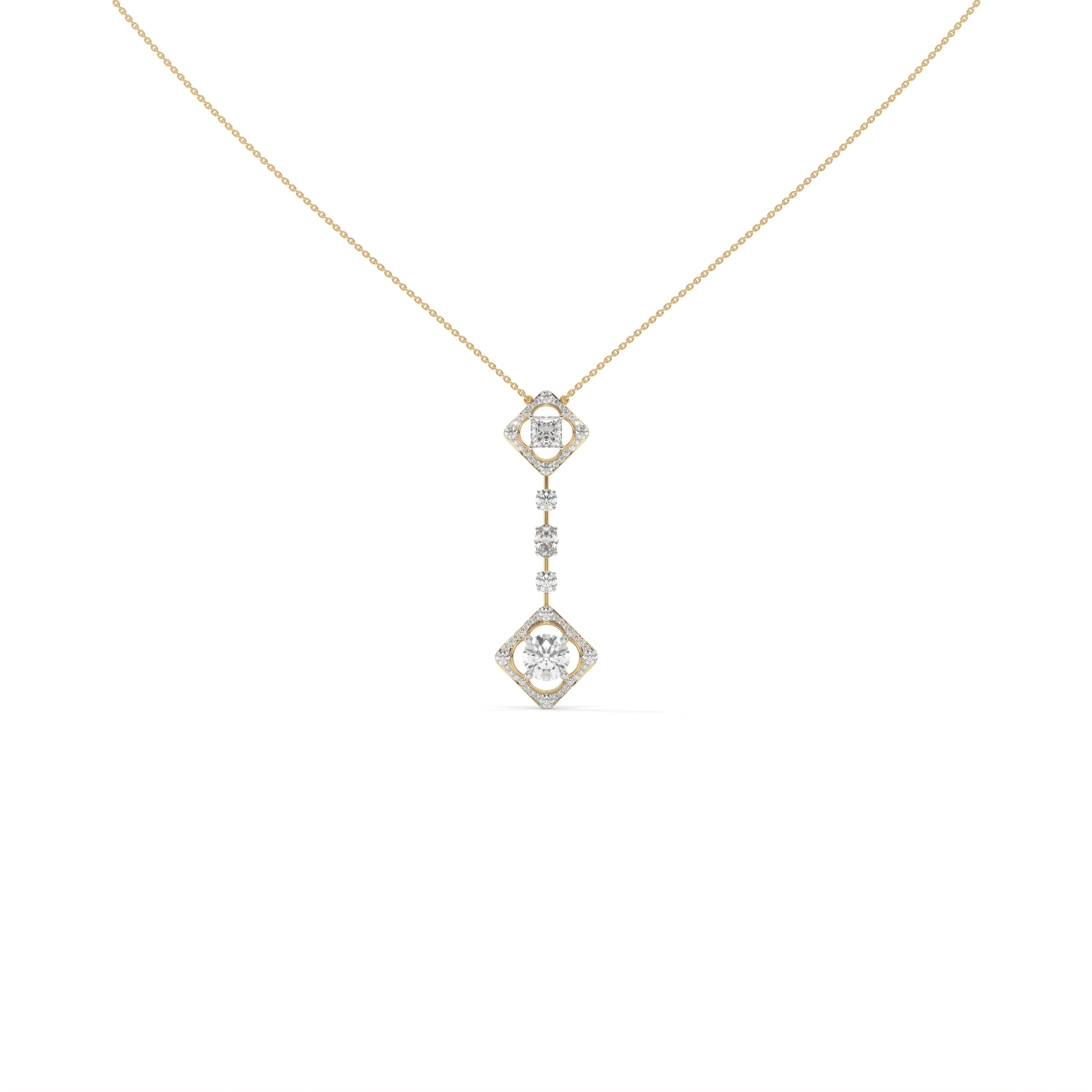 The Axis Pendant - 4.91 Ct Round & 2.33 Ct Princess Cuts