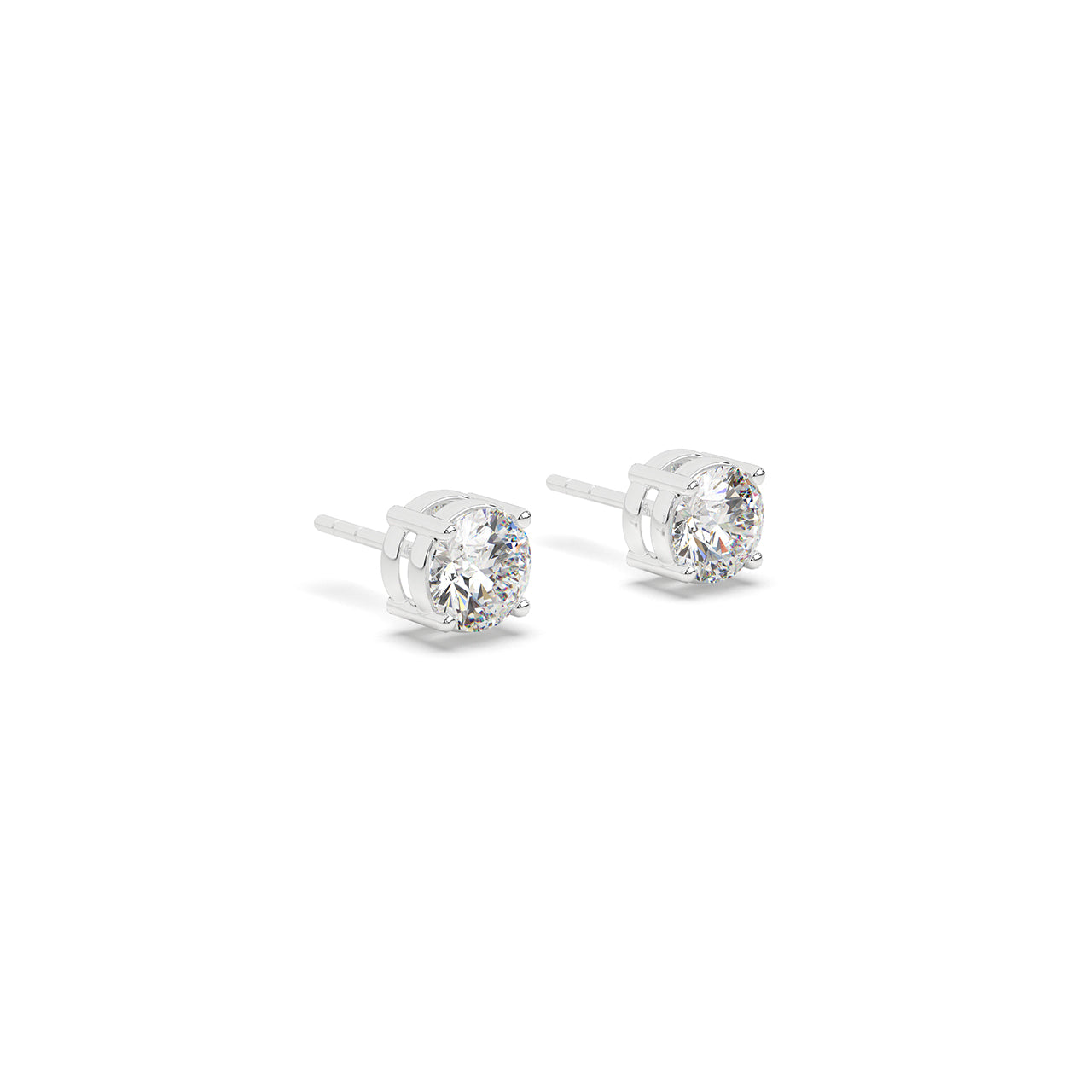 2 ct Round Solitaire Studs (1 ct each)