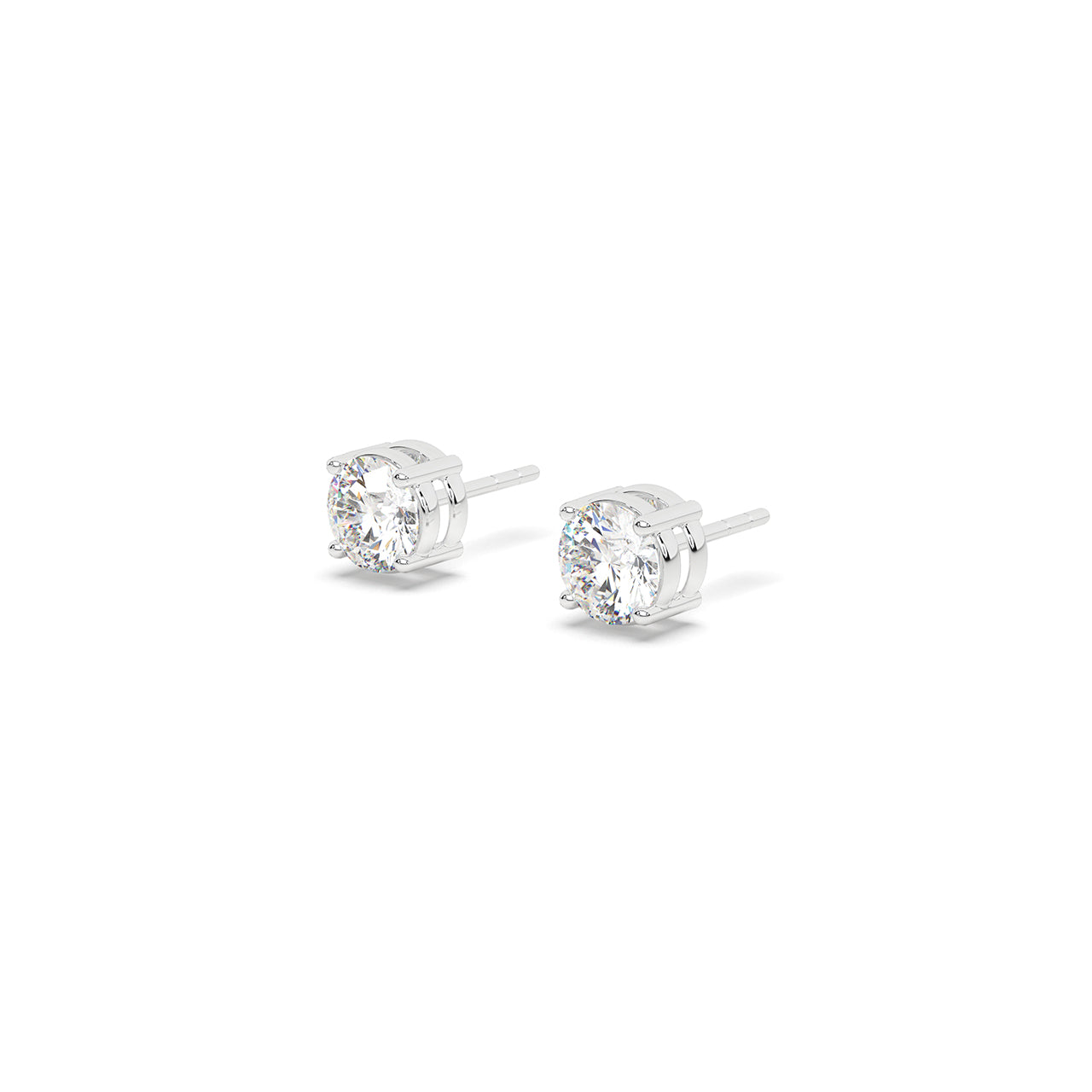 2 ct Round Solitaire Studs (1 ct each)