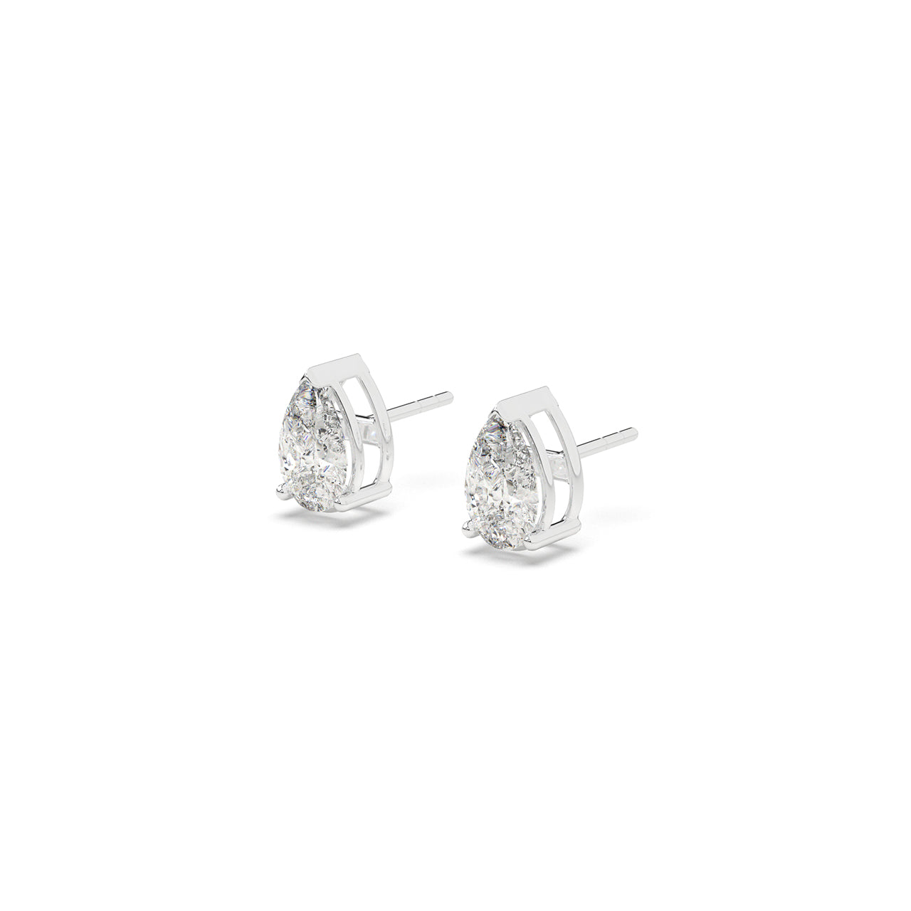 3 Ct Pear Solitaire Studs