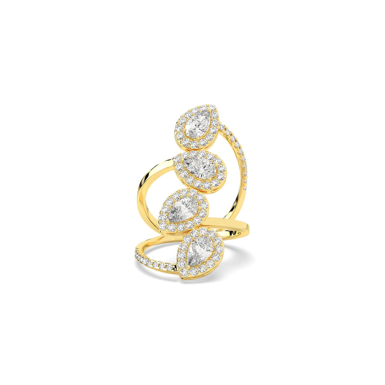 Cascading Teardrop Halo Cocktail Ring