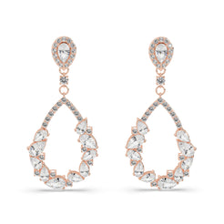 Rose gold teardrop earrings with pear shapes lab grown diamonds