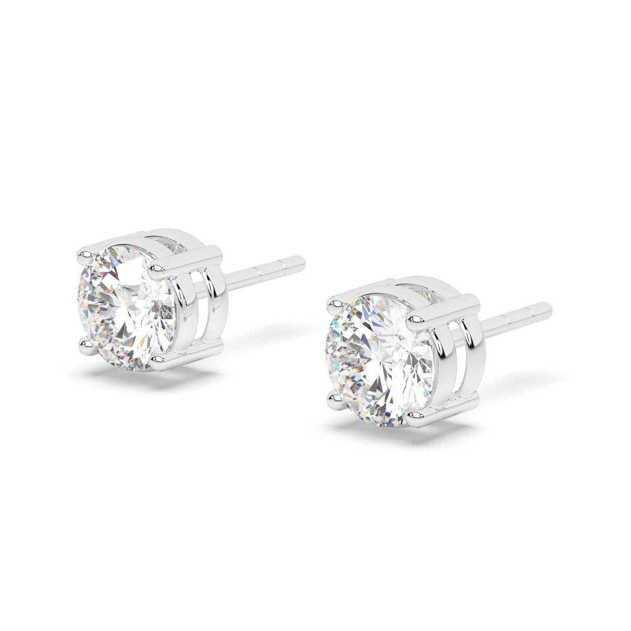 2 Ct Round Solitaire Studs