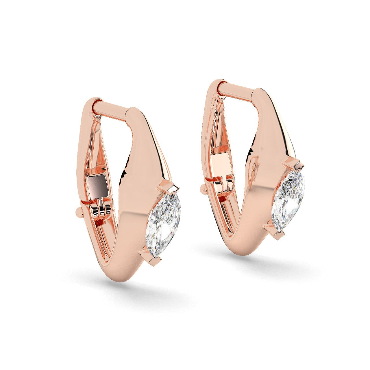 Sleek Marquise Huggie Earrings