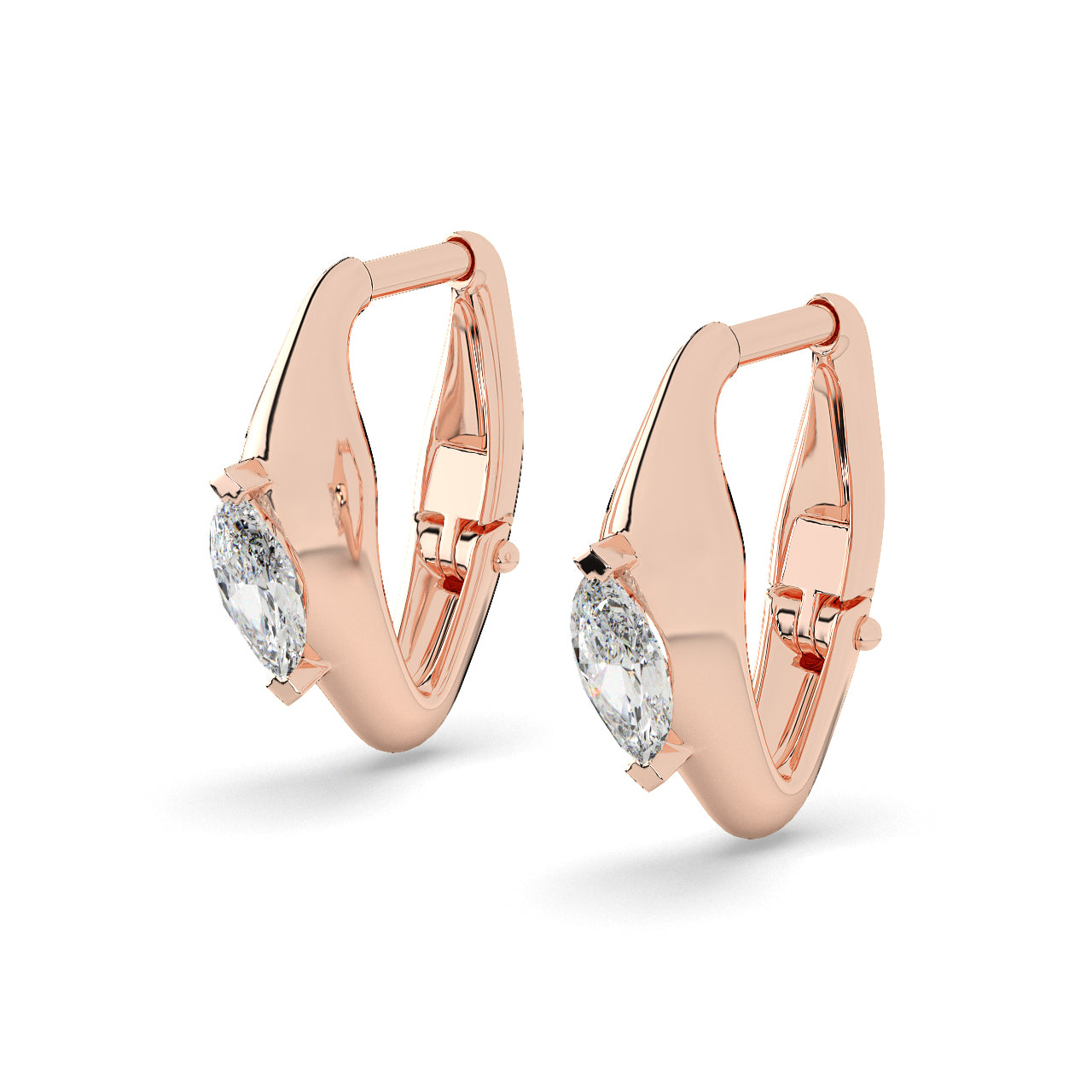 Sleek Marquise Huggie Earrings