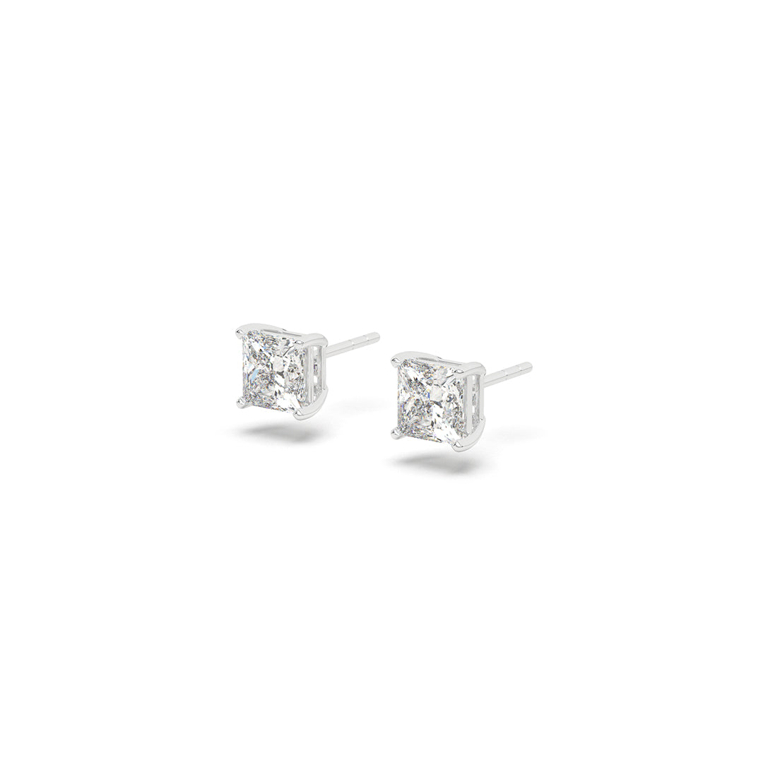 2.9 ct Princess Solitaire Studs (1.5 ct each)