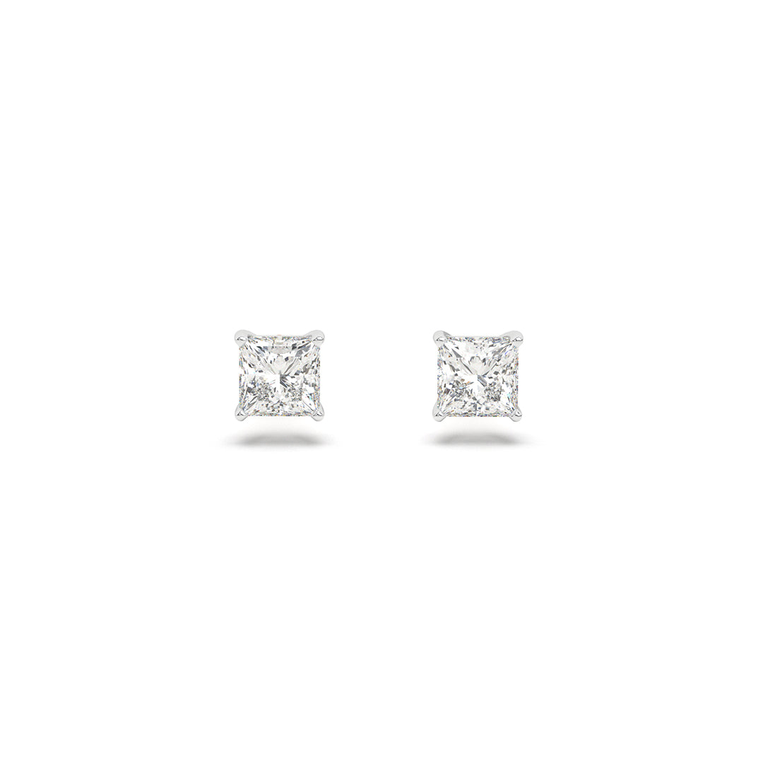 2.9 ct Princess Solitaire Studs (1.5 ct each)