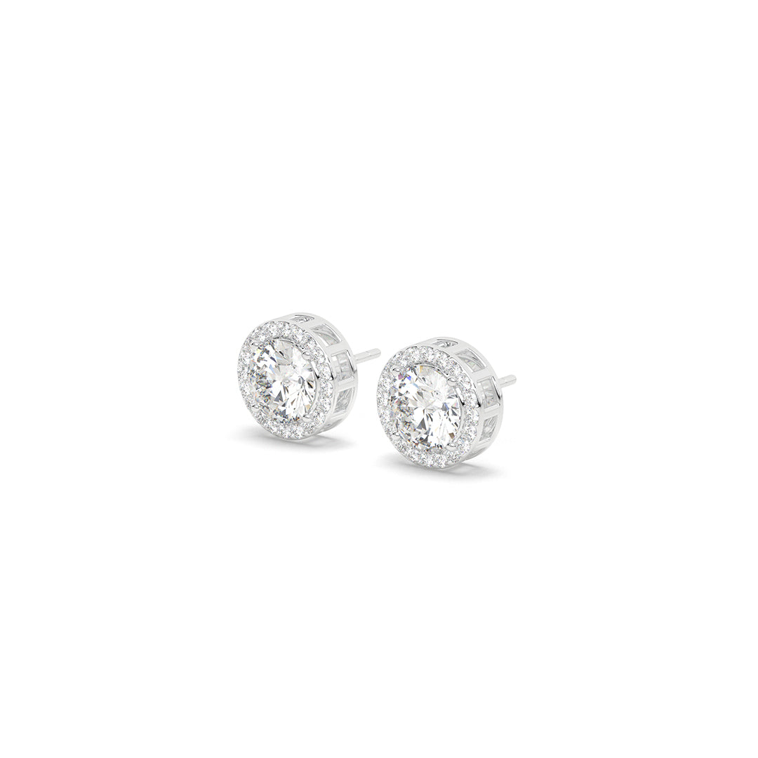 4 ct Round Halo Solitaire Stud Earrings (2 ct each)