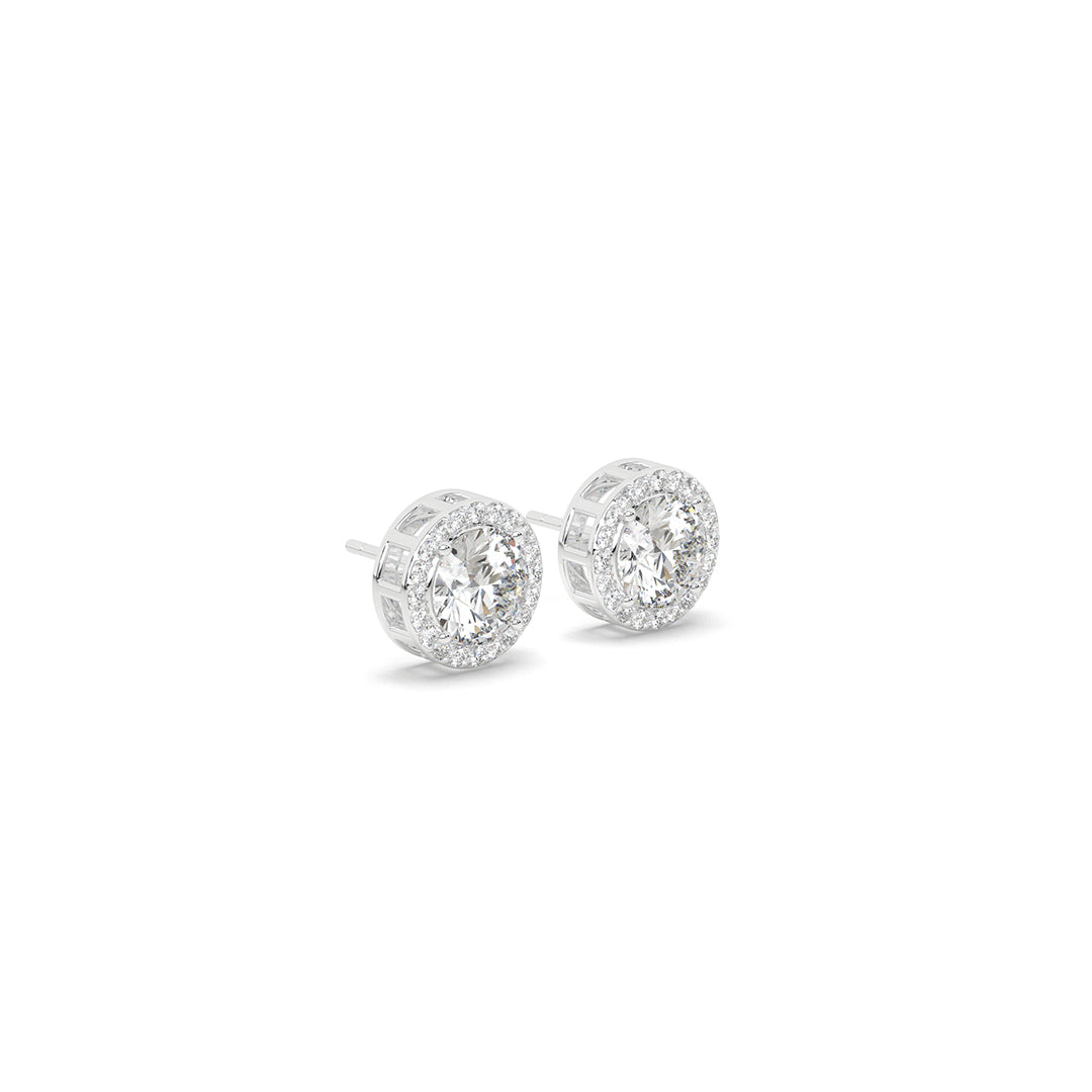 4 ct Round Halo Solitaire Stud Earrings (2 ct each)