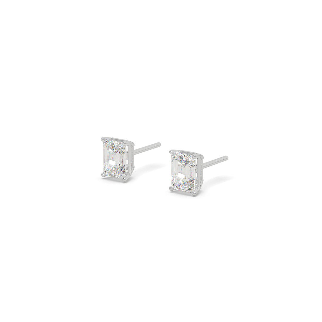 3 ct Emerald Solitaire Stud Earrings