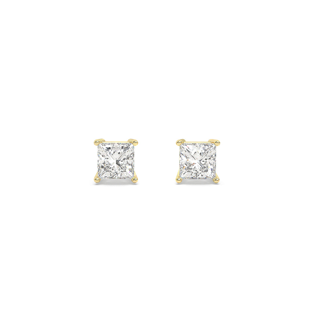 4 ct Princess Solitaire Stud Earrings (2 ct each)