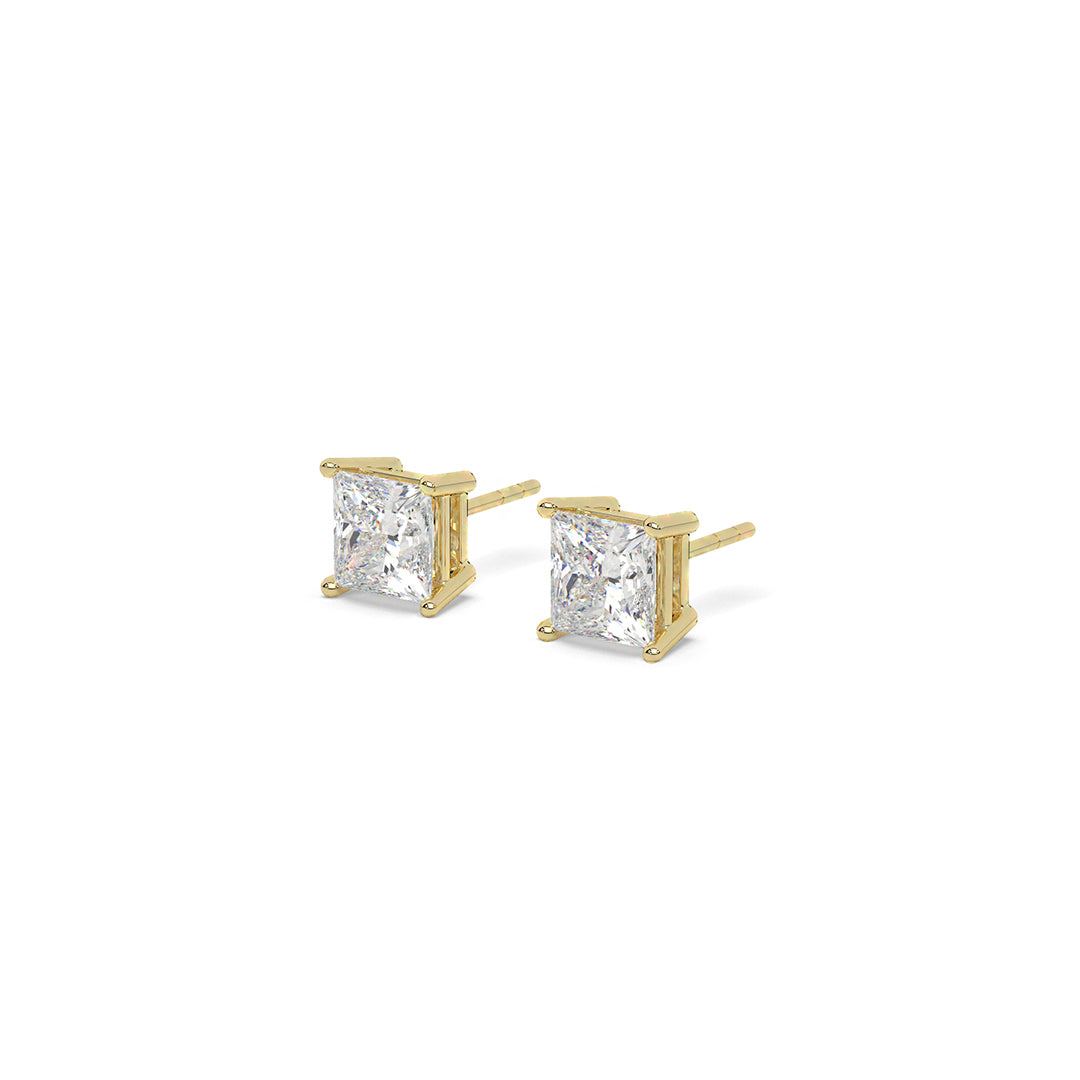 4 ct Princess Solitaire Stud Earrings (2 ct each)
