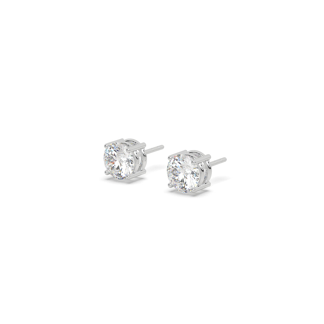 3.8 ct Round Solitaire Stud Earrings (1.9 ct each)