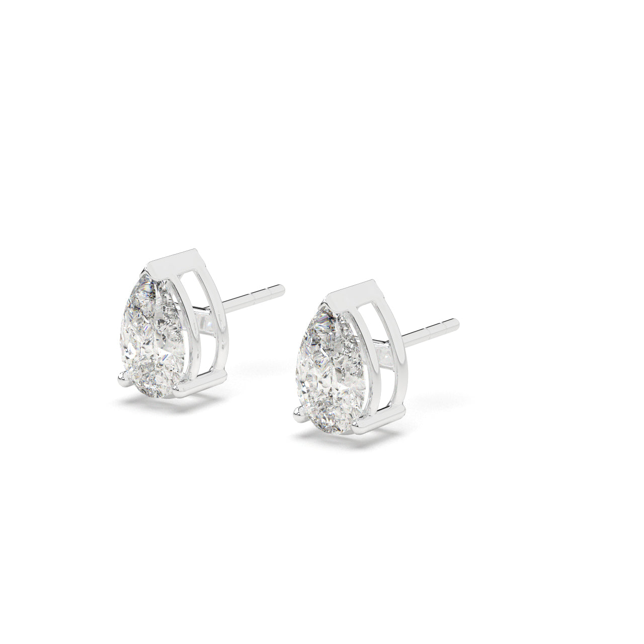 3 Ct Pear Solitaire Studs