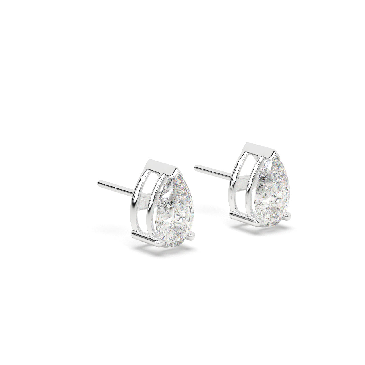 3 Ct Pear Solitaire Studs