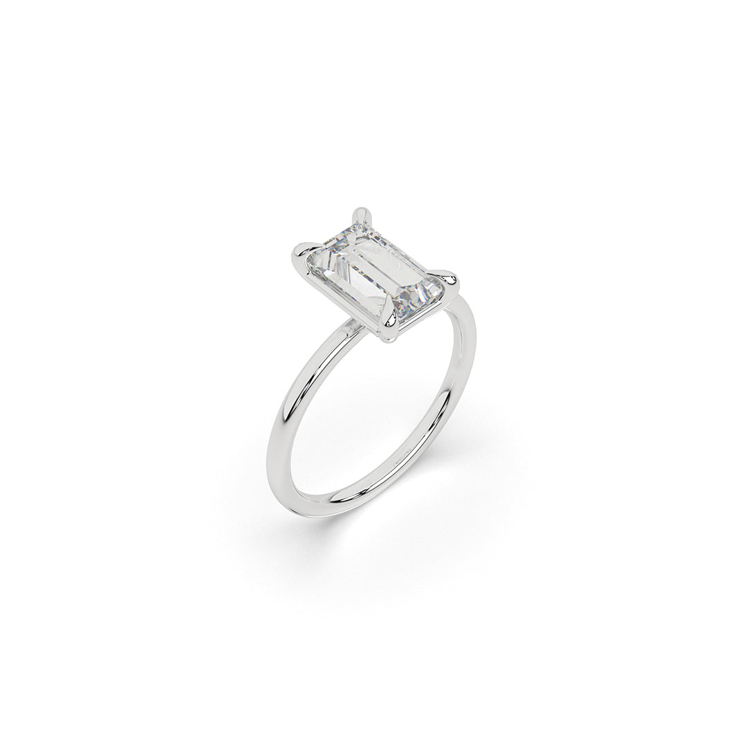 Emerald-Cut Diamond Ring with Sleek Gold Band