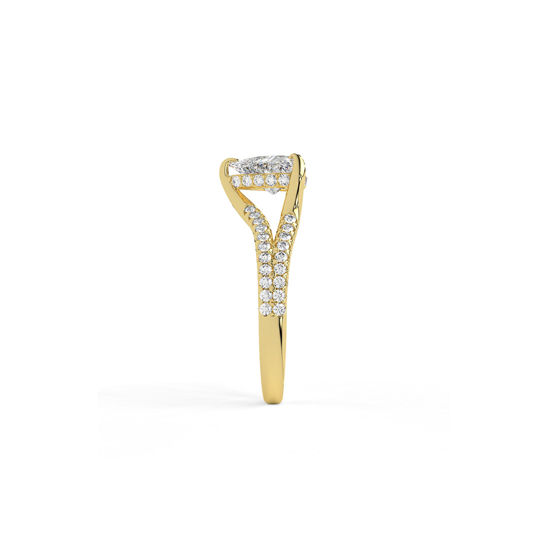 Trillion-Cut Lab-Grown Diamond Ring with Split Shank Pavé Band