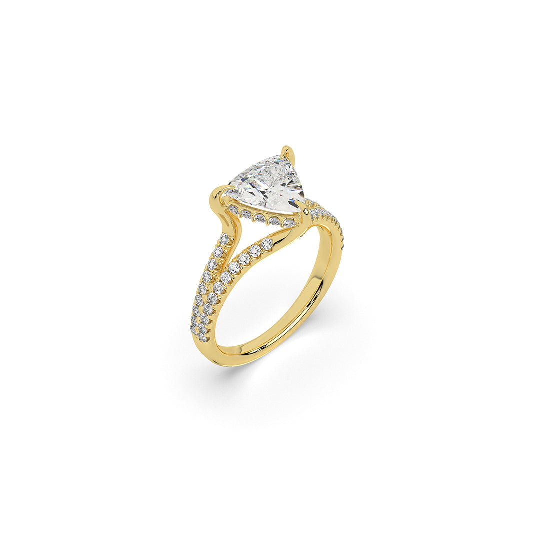 Trillion-Cut Lab-Grown Diamond Ring with Split Shank Pavé Band