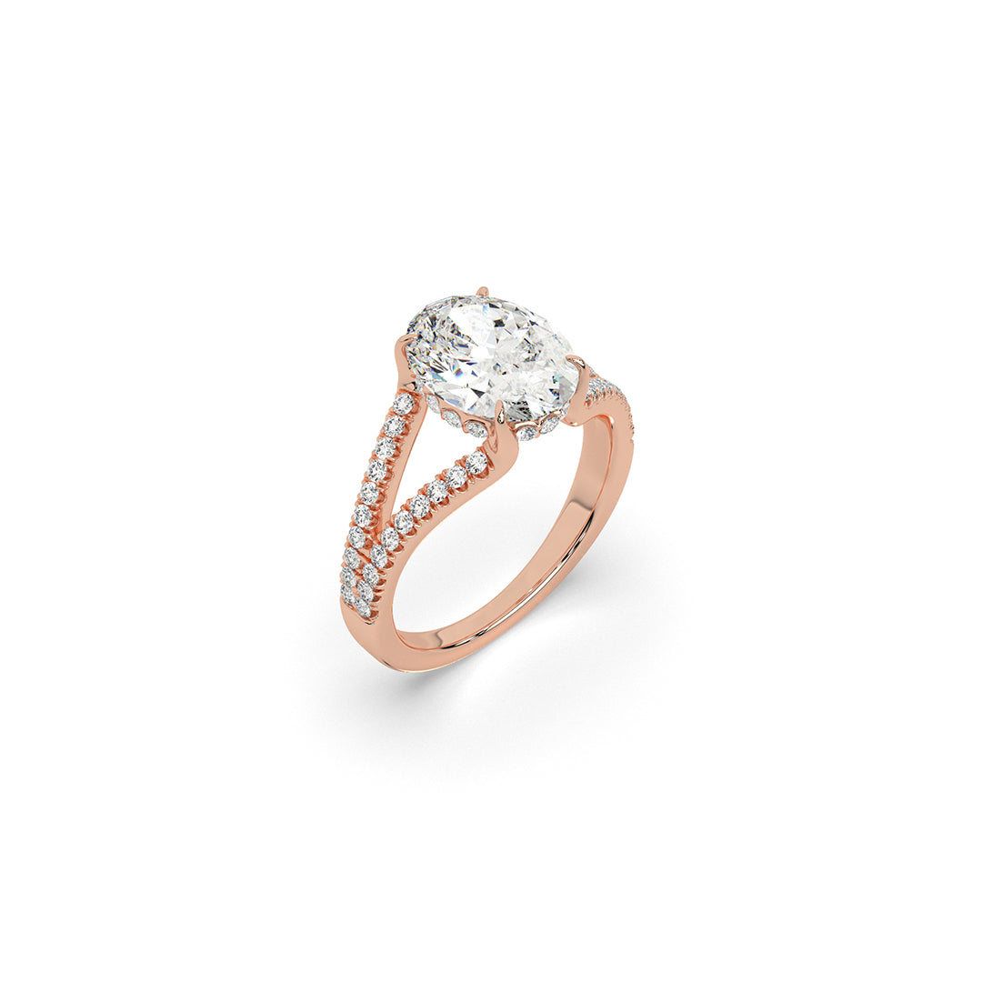 Oval Cut Diamond Engagement Ring with Split Band