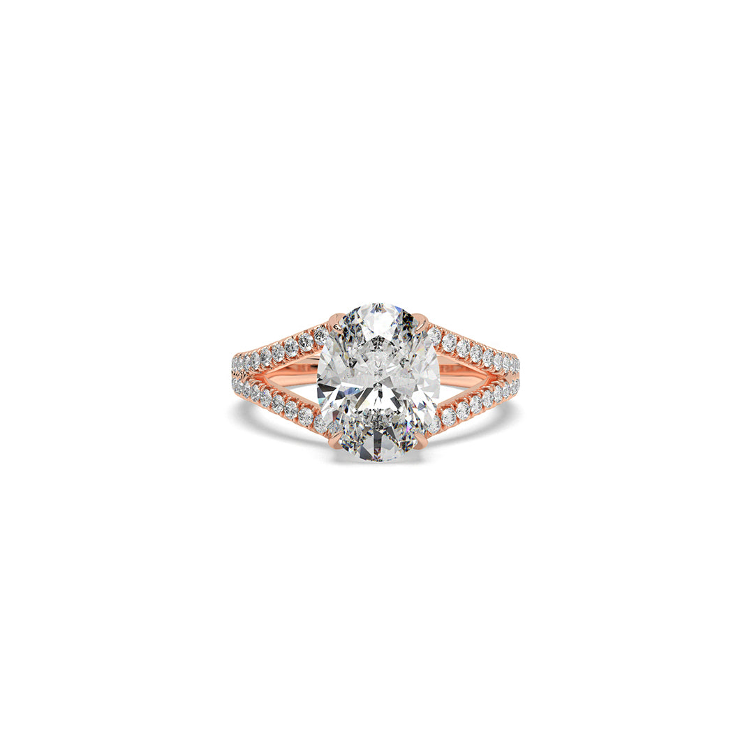 Oval Cut Diamond Engagement Ring with Split Band