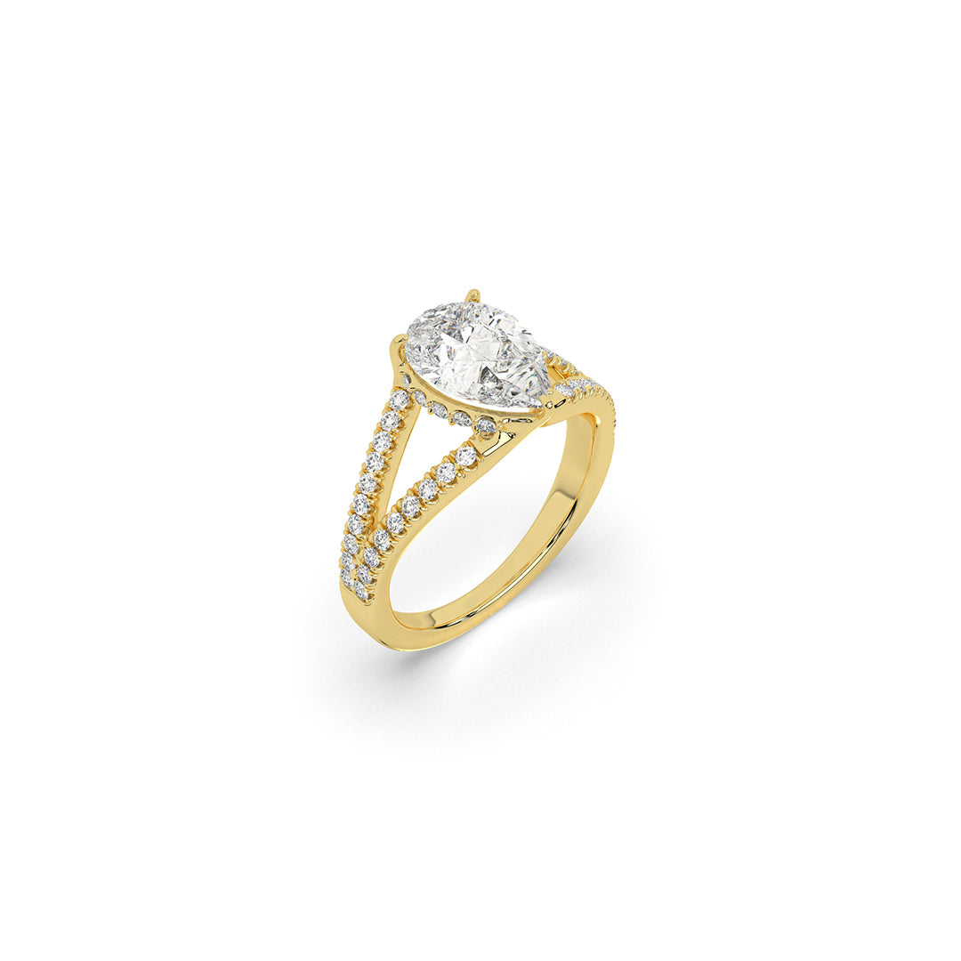 Pear-Cut Diamond Ring with Split Shank Setting