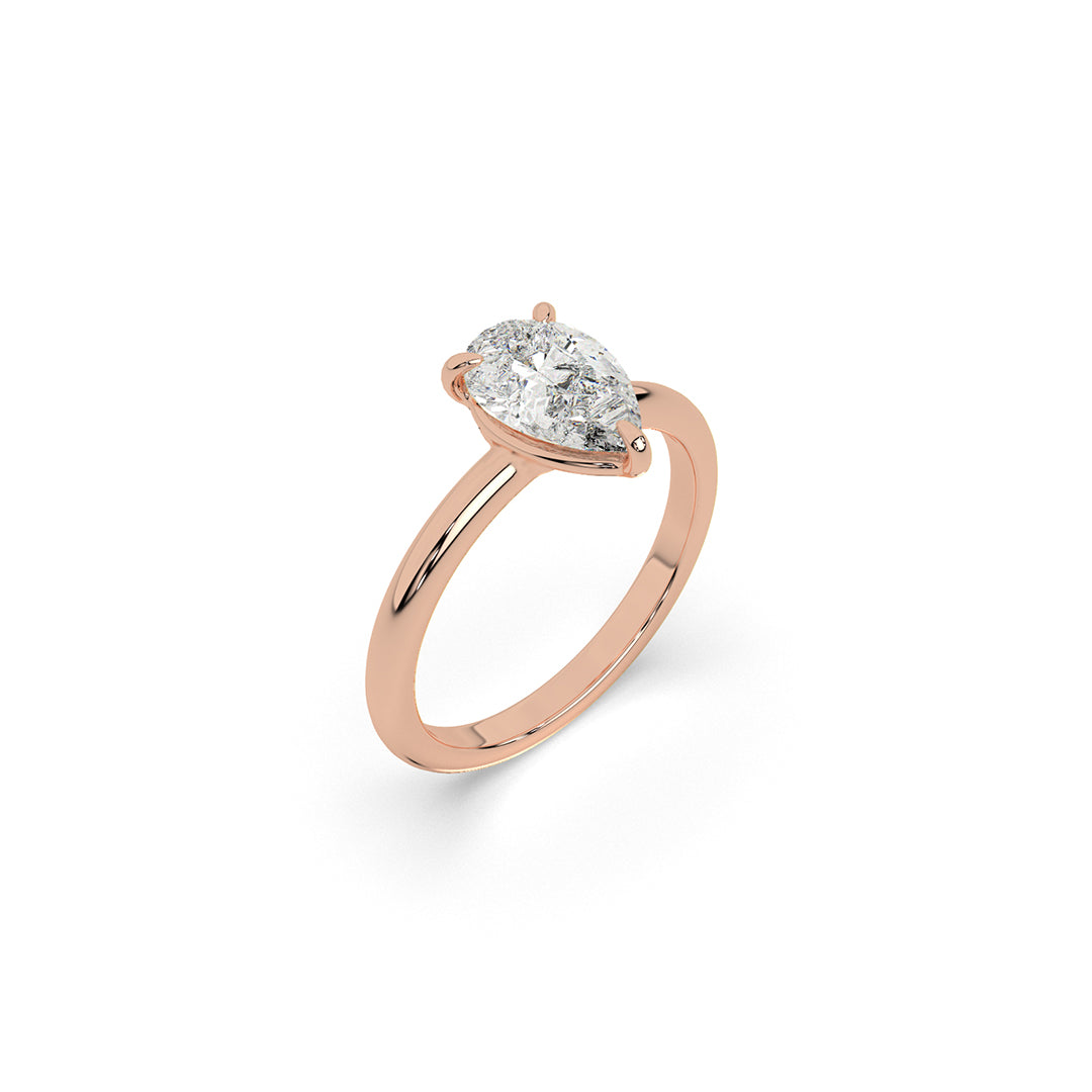 Pear-Cut Lab-Grown Diamond Solitaire Ring in Sleek Gold