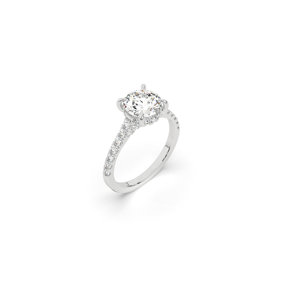 Round Brilliant Ring with a Hidden Halo