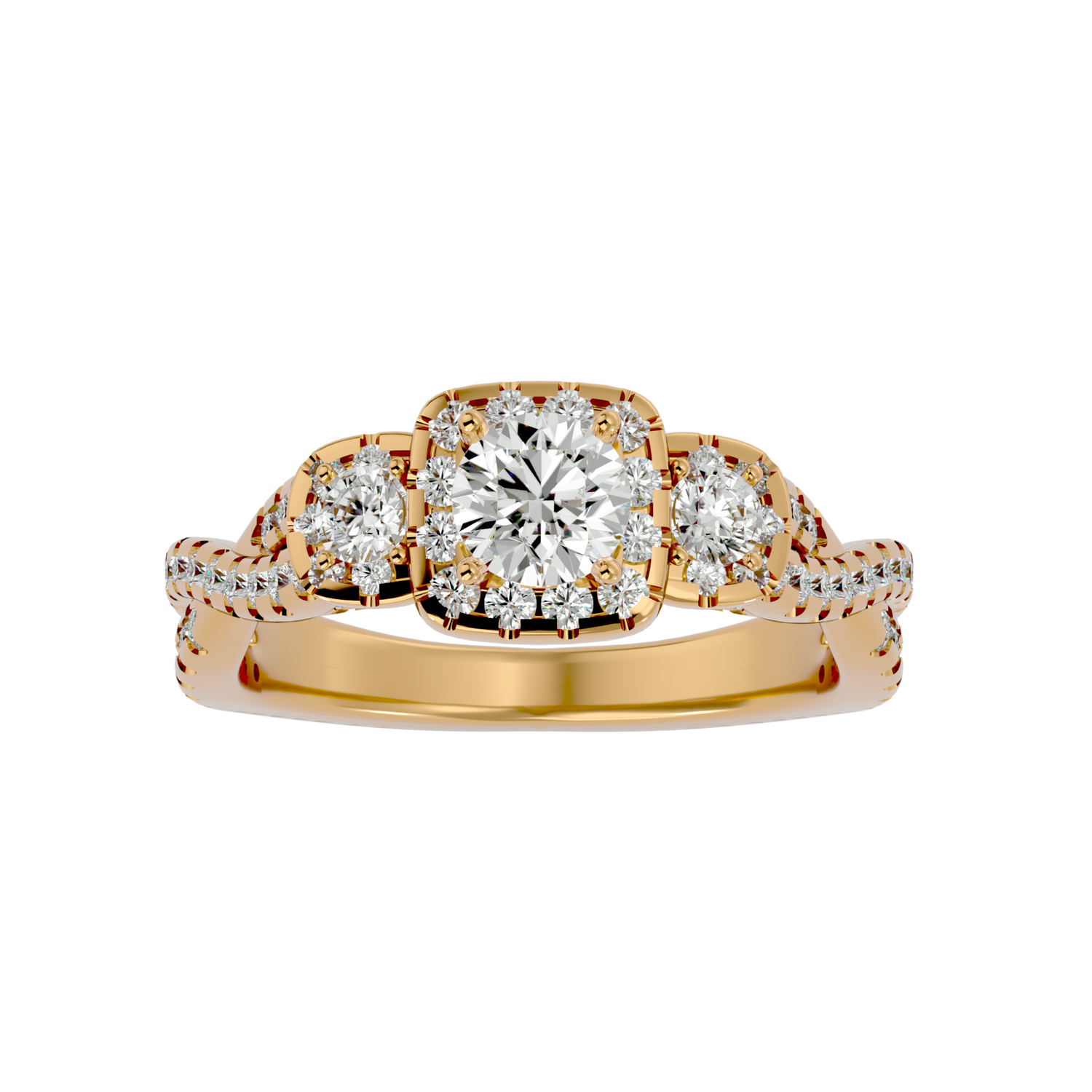 Violet Elegant Three Stone Diamond Ring