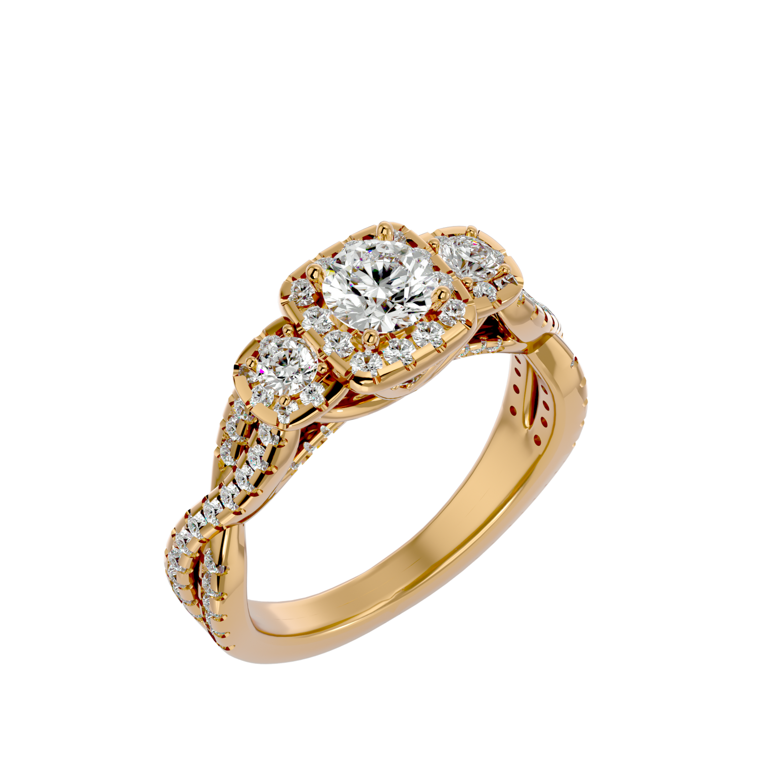 Violet Elegant Three Stone Diamond Ring