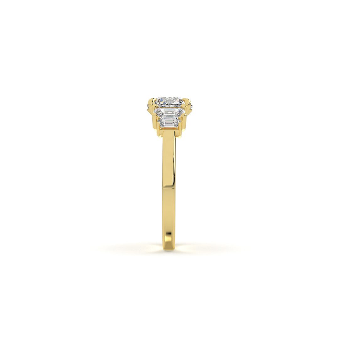 5-Stone Emerald & Round Solitaire Ring