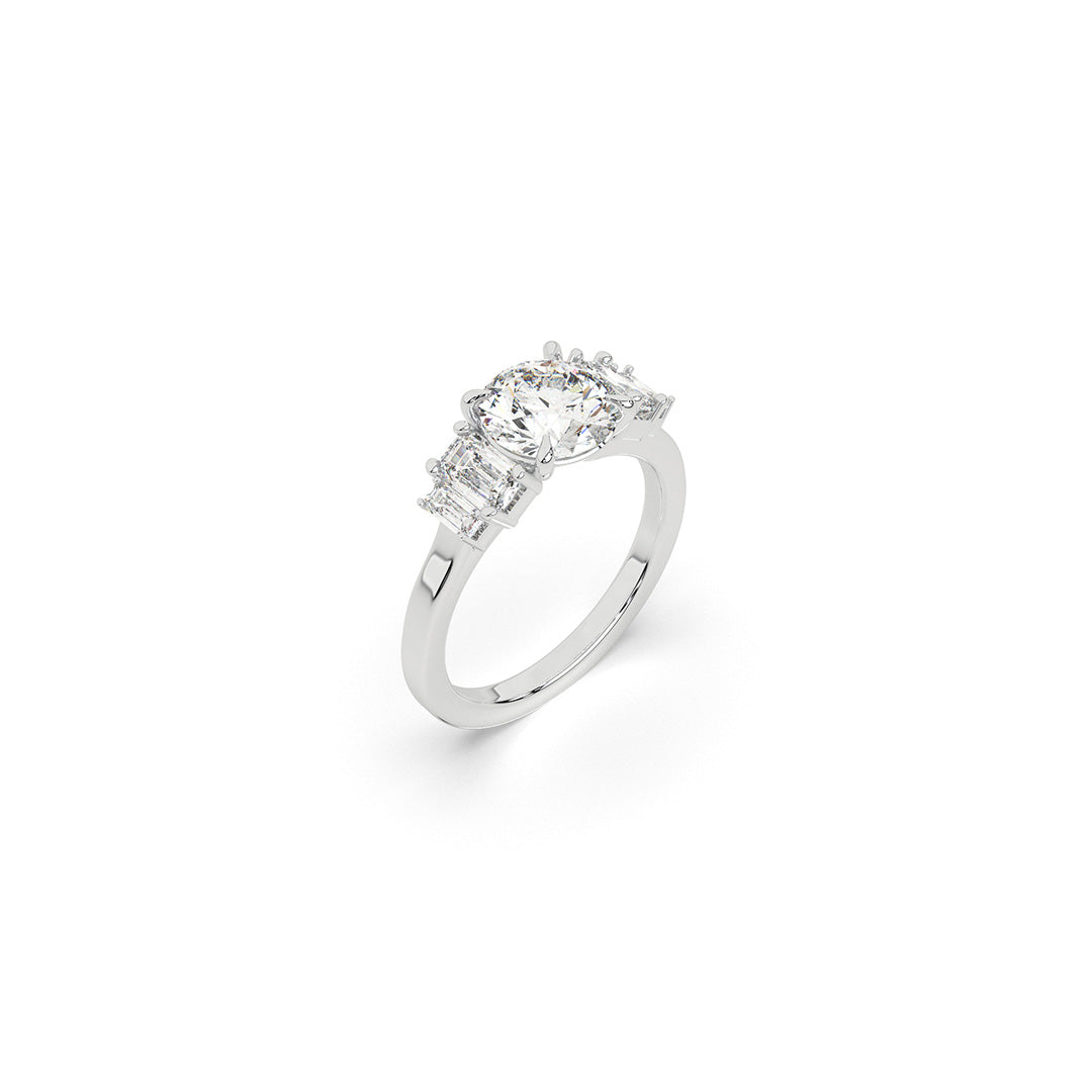 5-Stone Emerald & Oval Solitaire Ring
