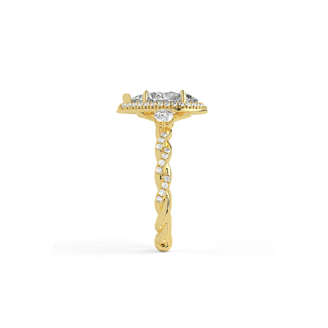 Pear-Cut Diamond Halo Ring with Twisted Band