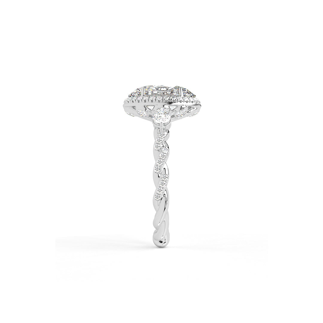 Oval-Cut Ring with a Twisted Band and Accent Stones