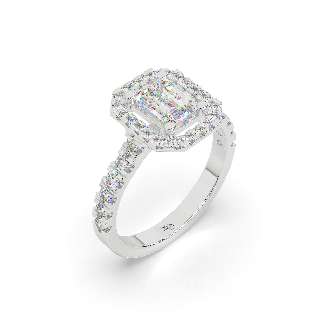 The Deco Emerald Halo Ring