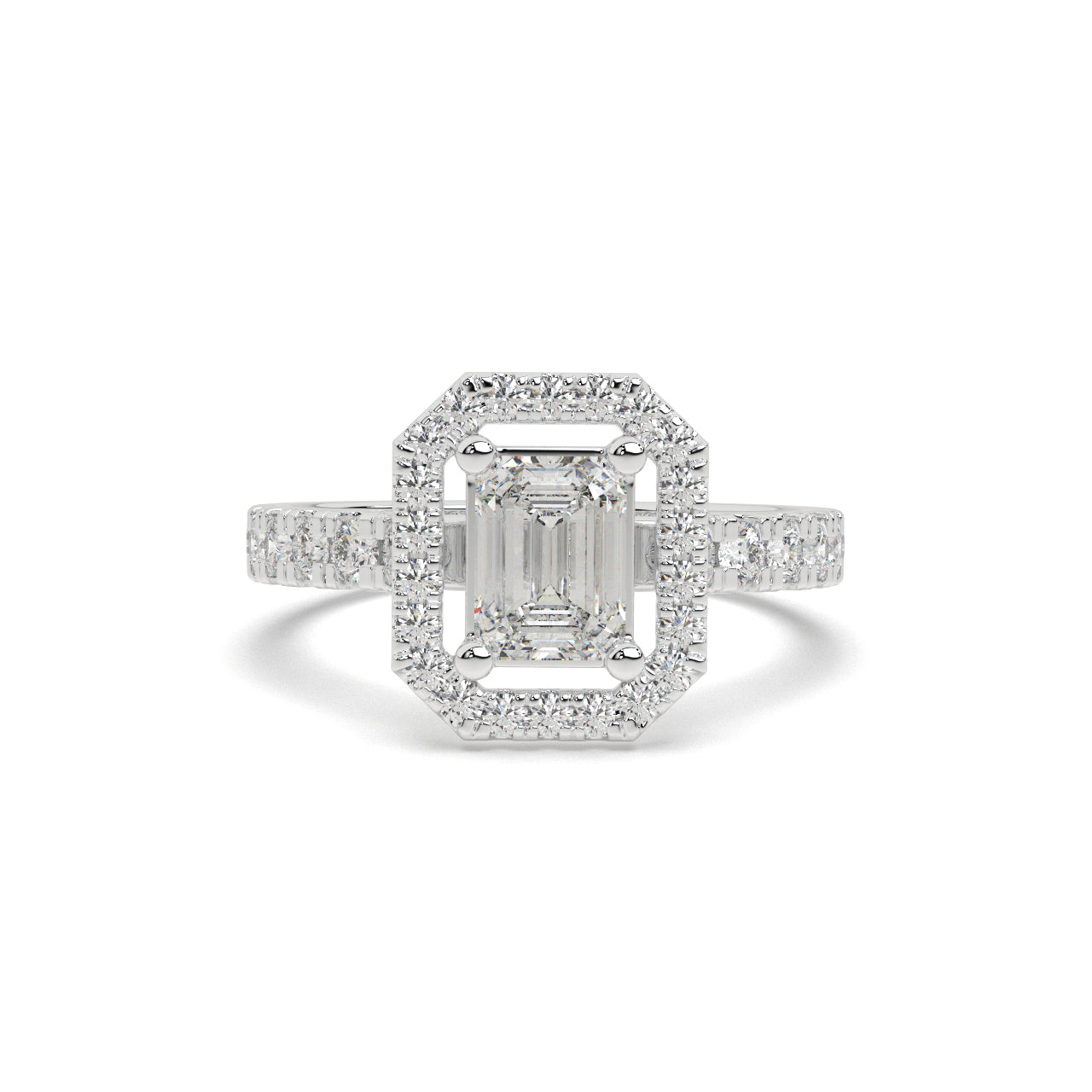 The Deco Emerald Halo Ring