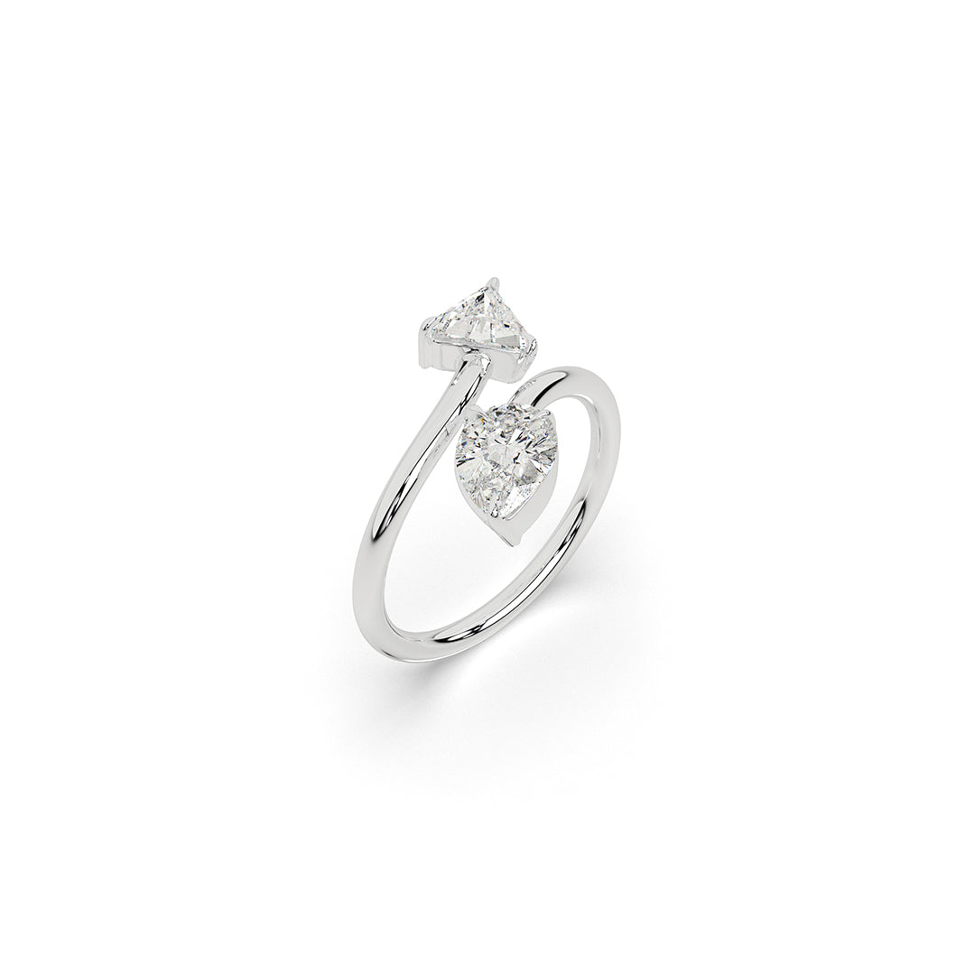 Polaris Duo Ring with Trillion & Pear Cuts