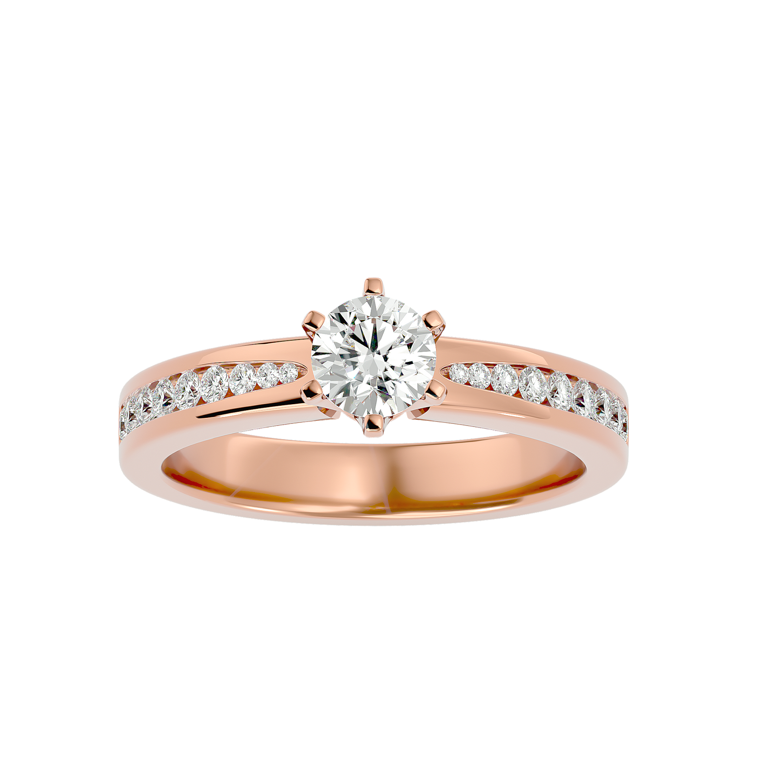 Amber Round Solitaire Ring