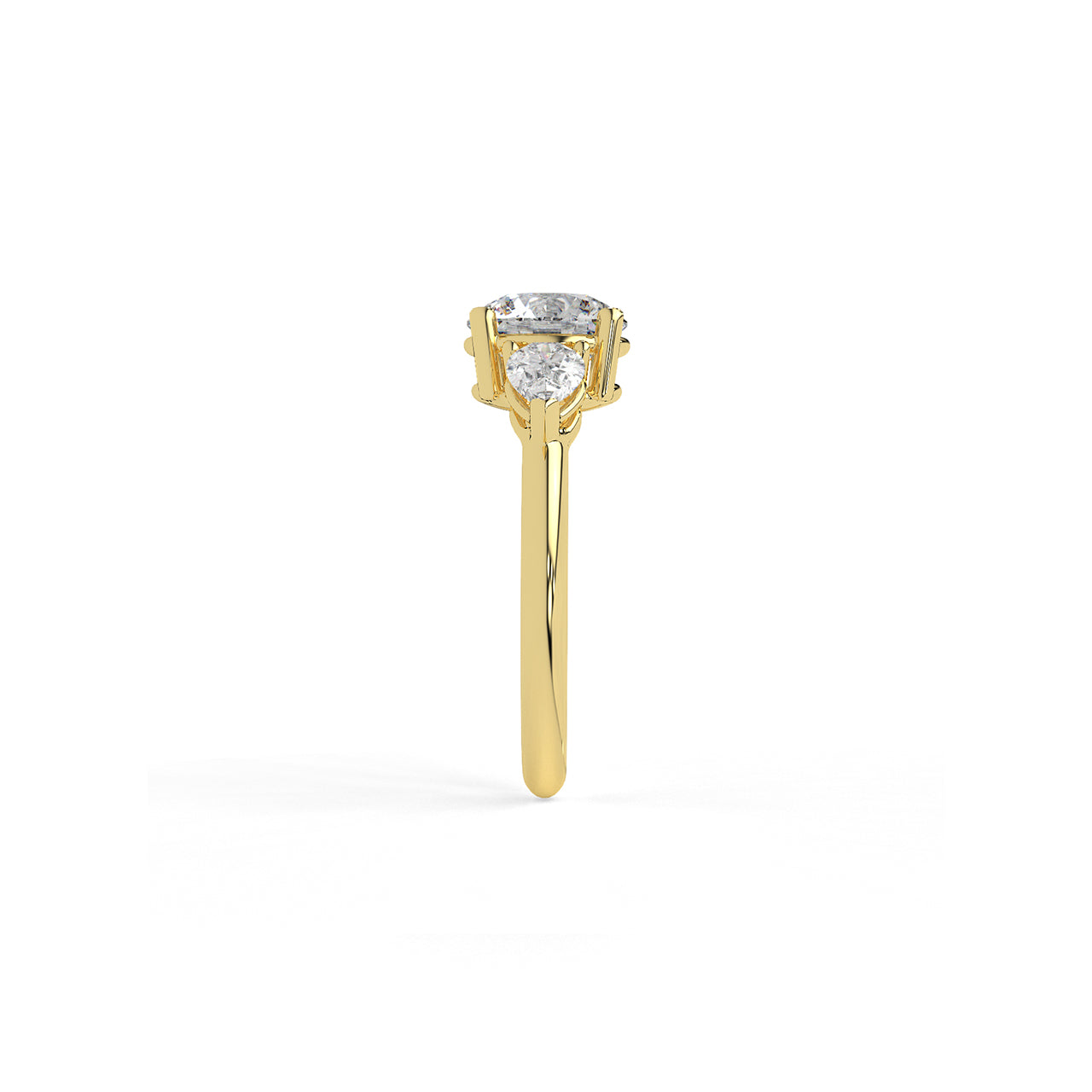 The Aurora Round Solitaire Ring with Pear Side Stones