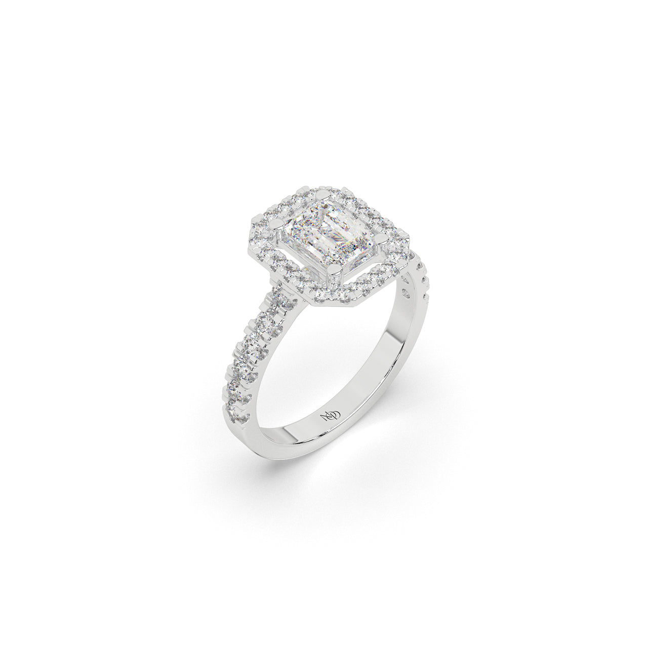 The Deco Emerald Halo Ring