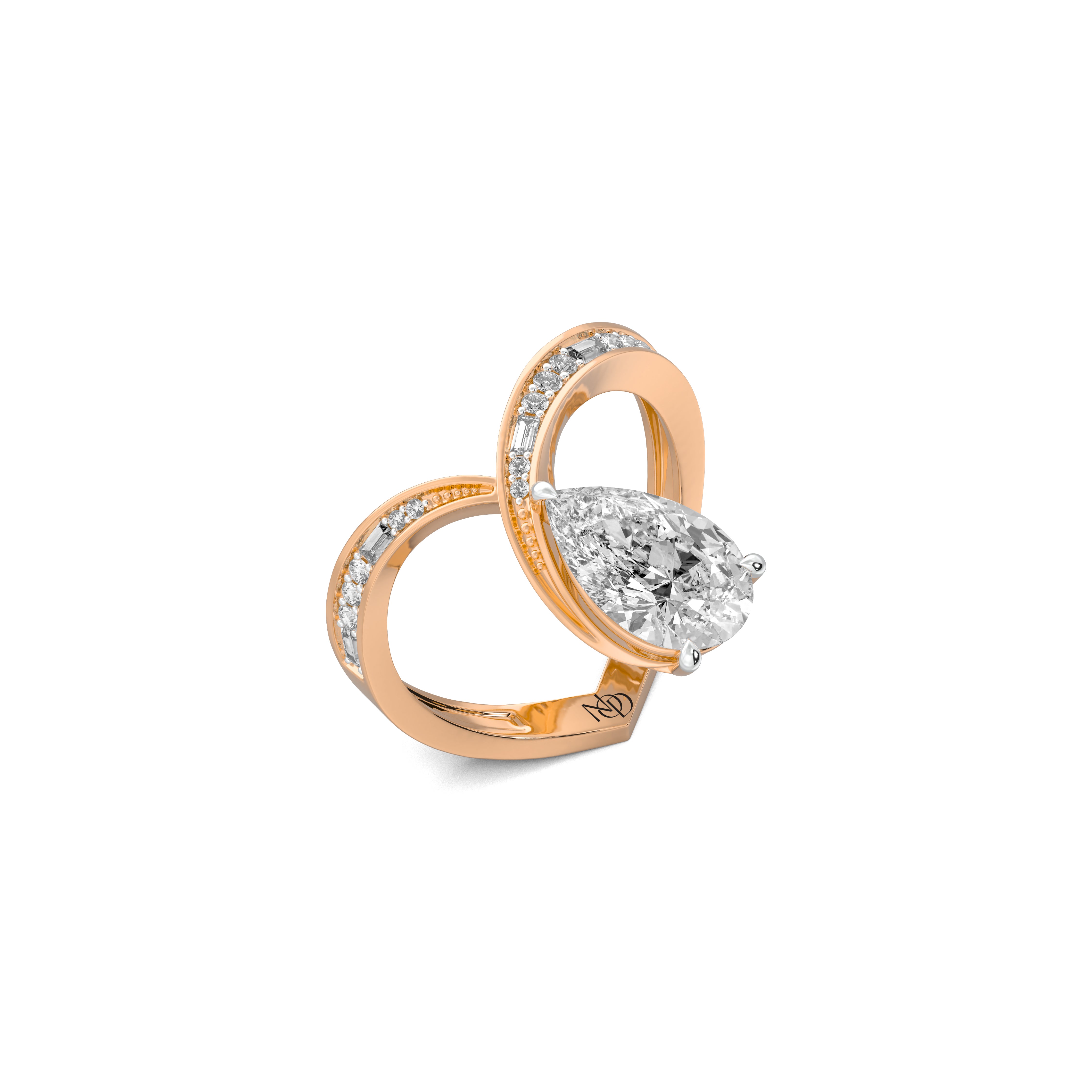 The Hidden Heart Ring with 1.5 Ct Pear Cut