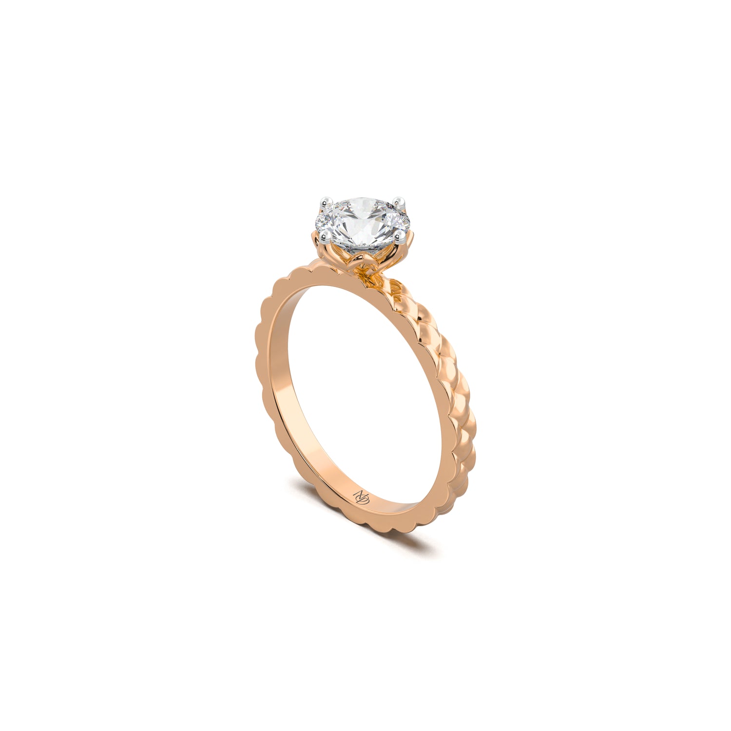 The Koi Scale Round Solitaire Ring