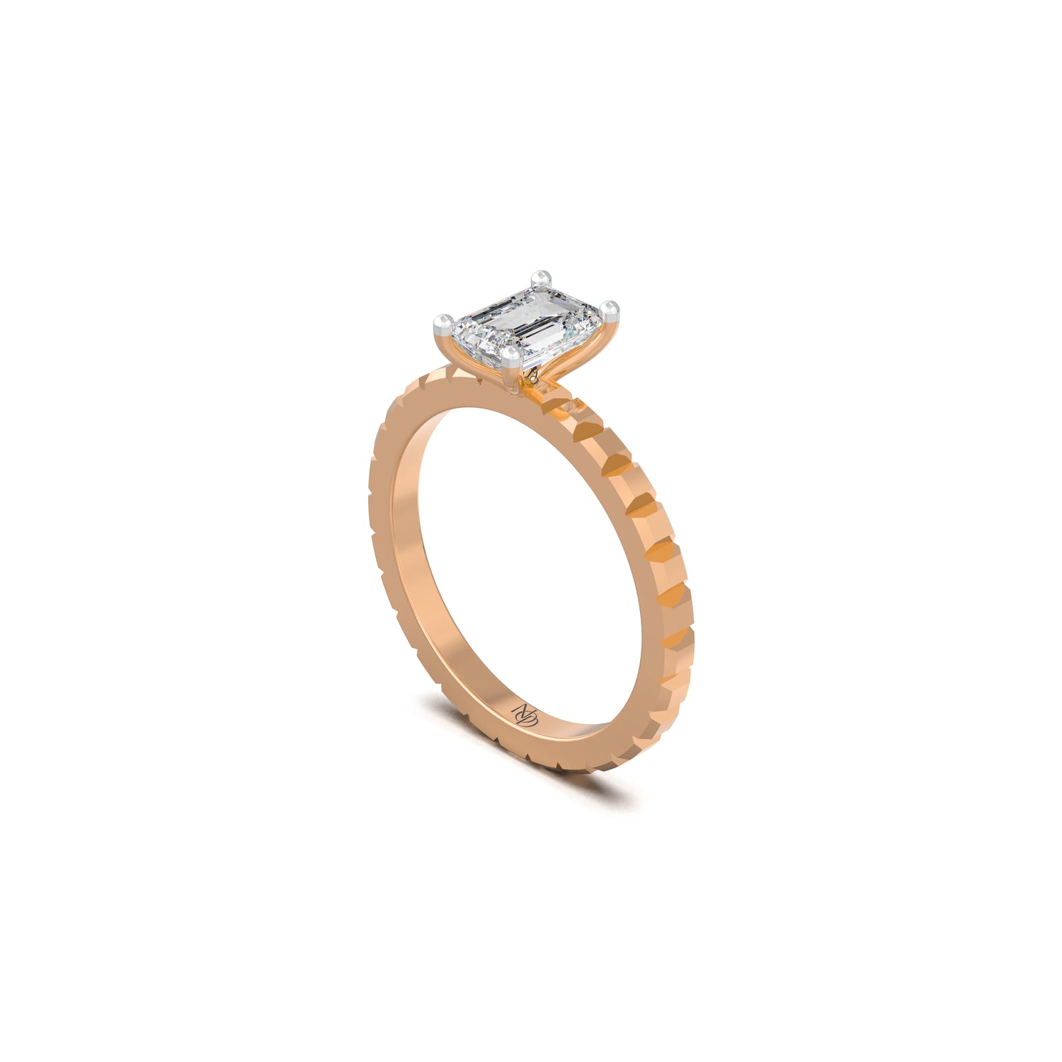 The Gilded Blocks Emerald Solitaire Ring