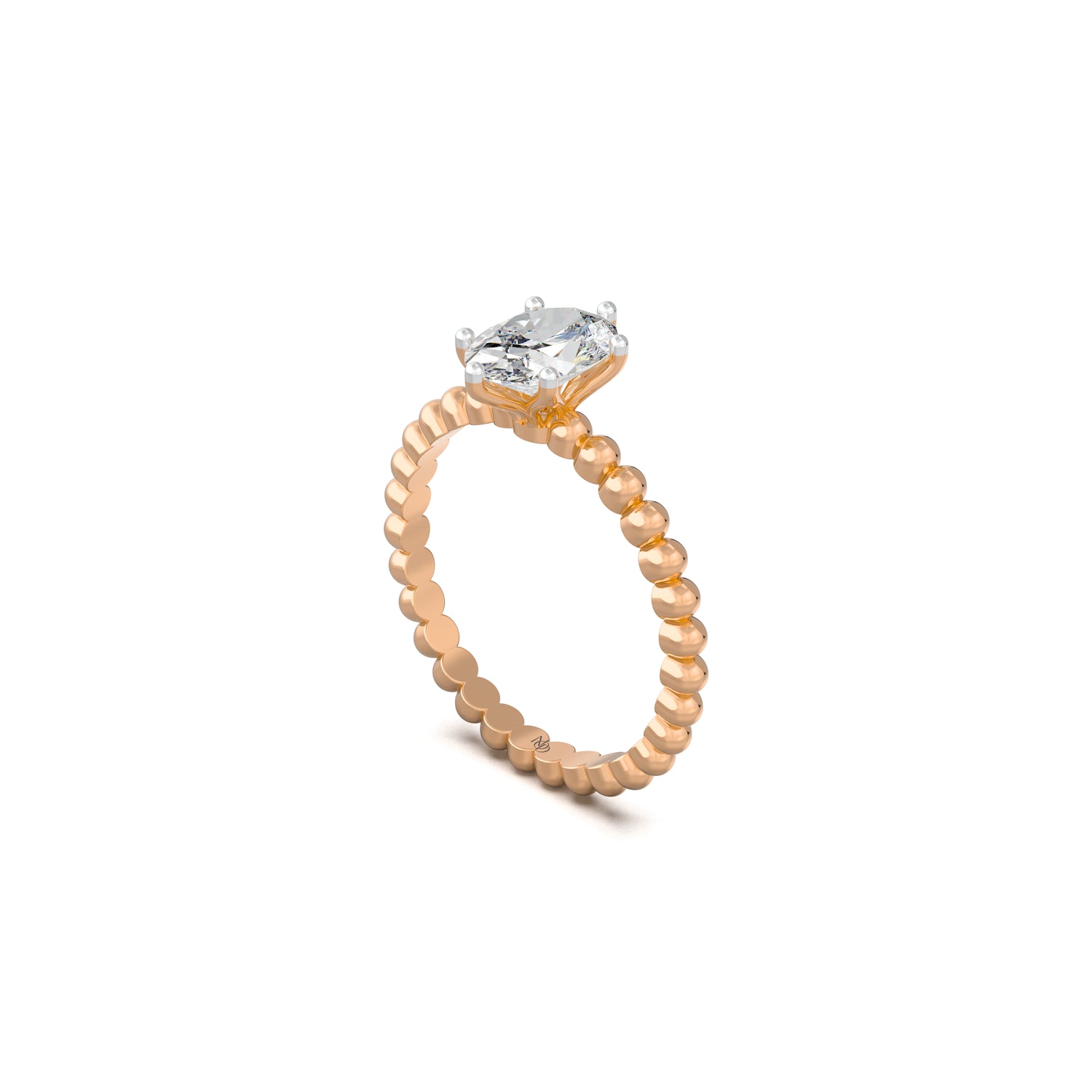 The Golden Beads Oval Solitaire Ring