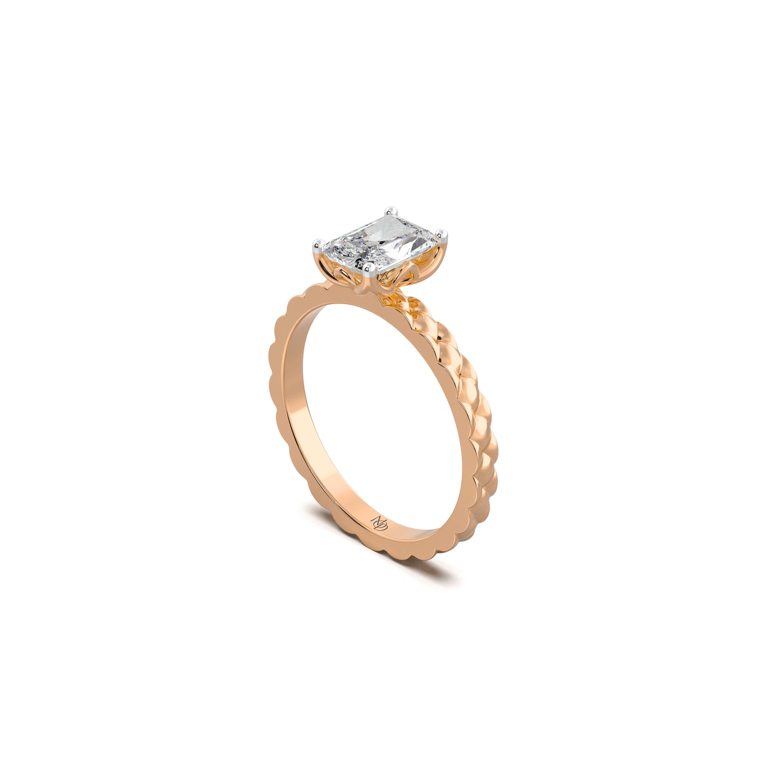 The Koi Scale Radiant Solitaire Ring