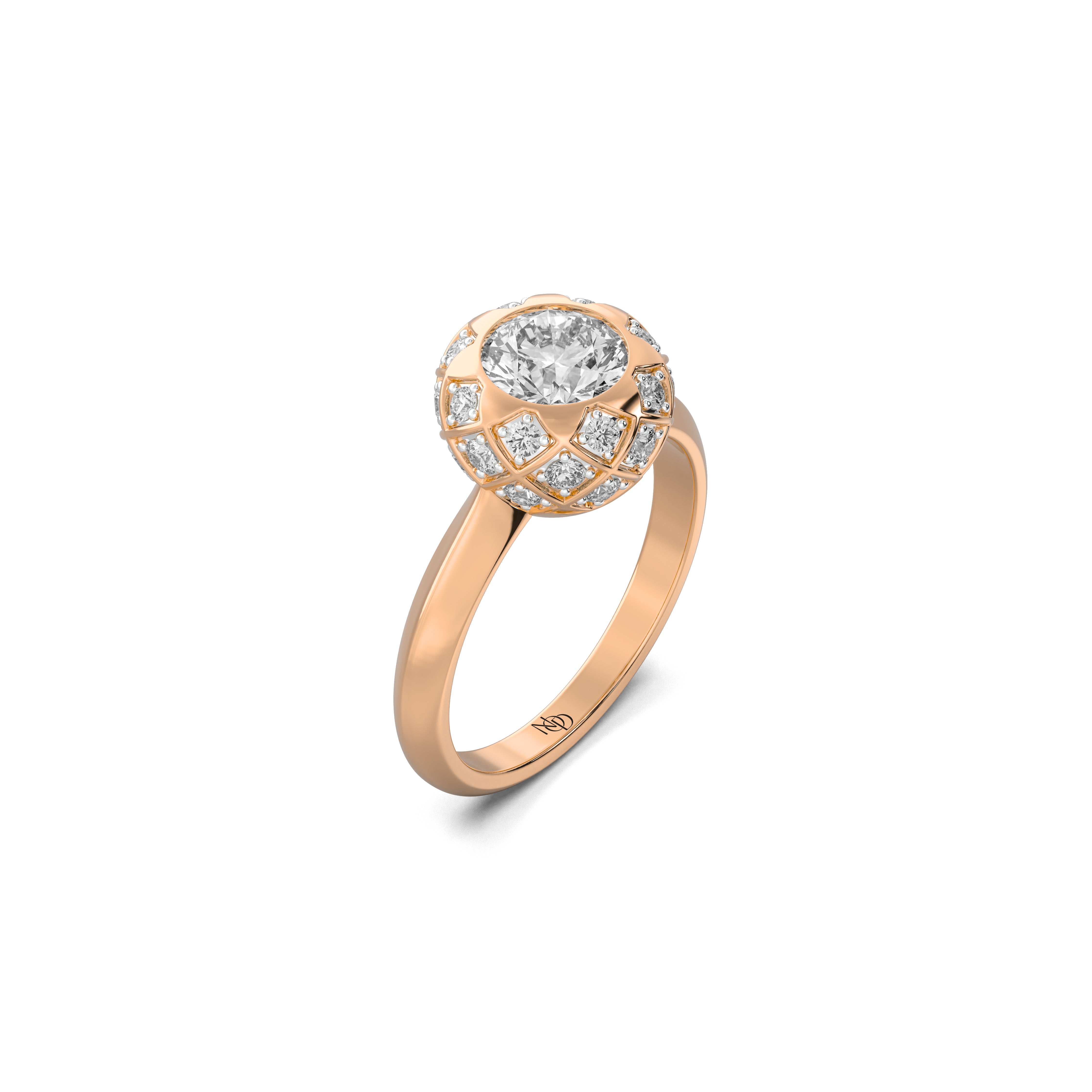 1 Ct Round Halo Vault Ring