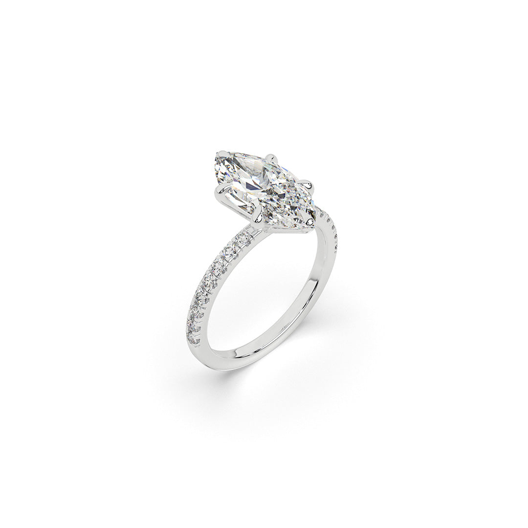 Marquise Cut Engagement Ring with Pavé Band