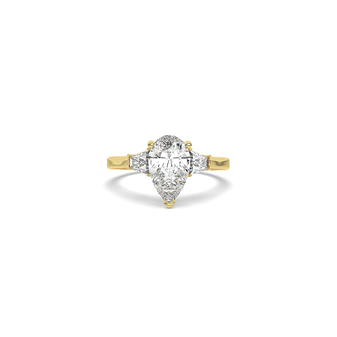 3-Stone Pear & Baguette Engagement Ring