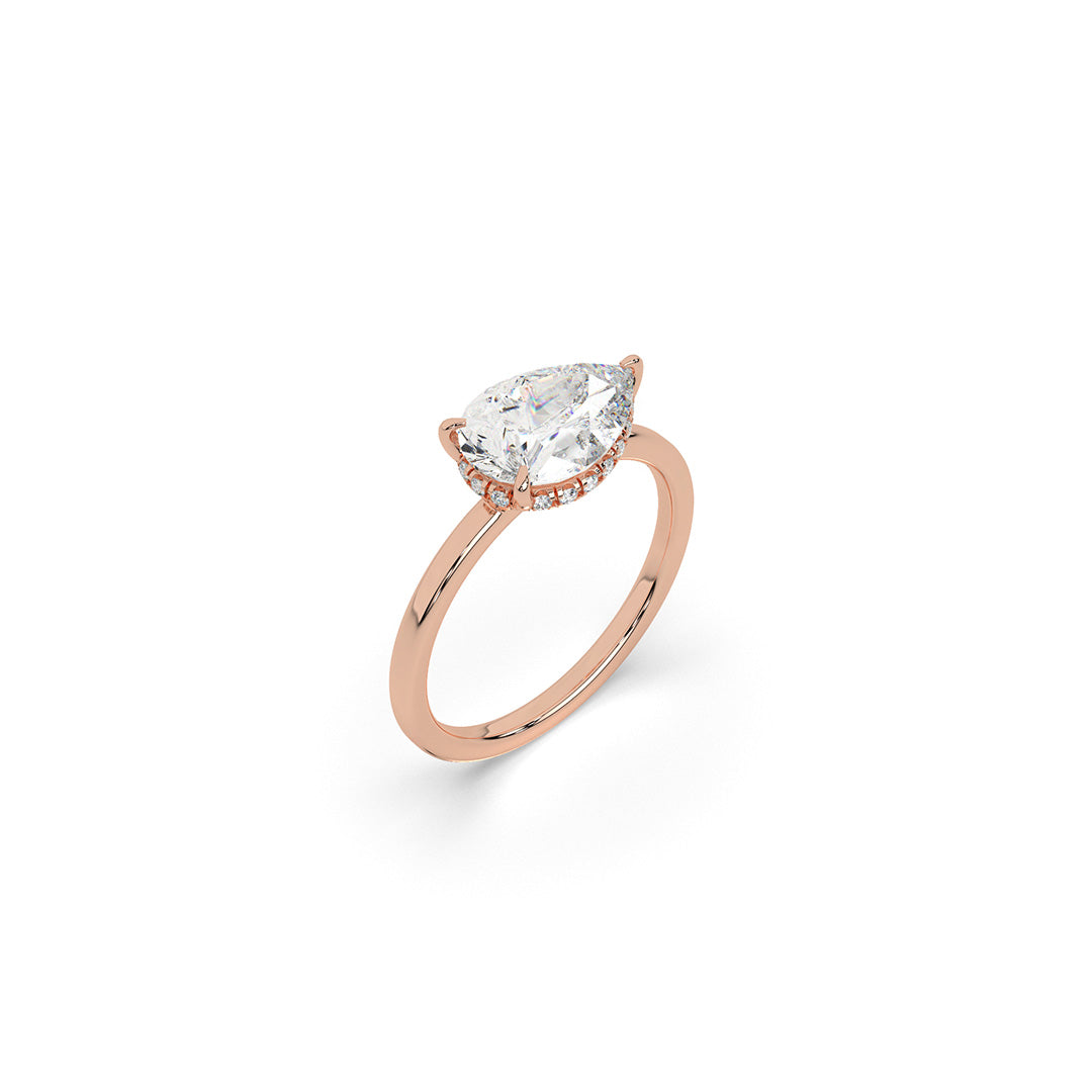 The Pear Hidden Halo Solitaire Ring