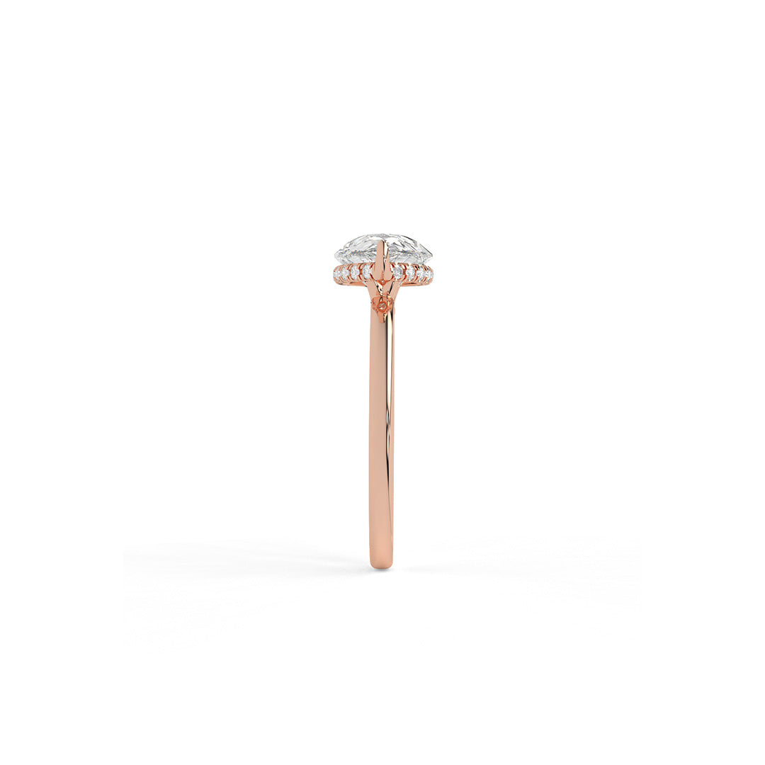The Pear Hidden Halo Solitaire Ring